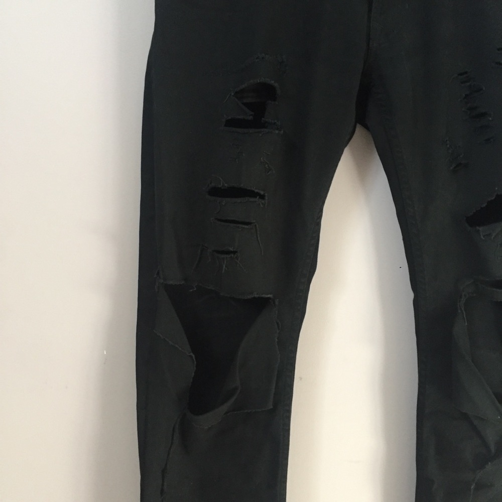 Ralph Lauren Ripped + Distressed Sons of Anarchy Style Black Jeans Denim 30 - Picture 4 of 11